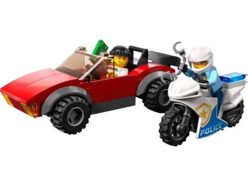 Moto de Policía y Coche a la Fuga