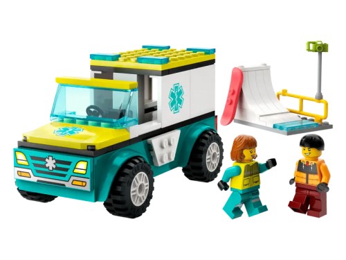 Ambulancia de Emergencias y Chico con Snowboard